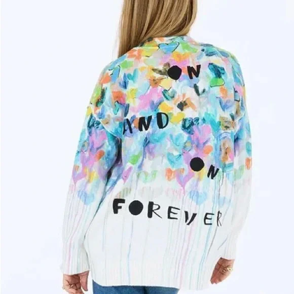 KERRI ROSENTHAL SLOUCHY LOVE ADORNED CARDIGAN - Picture 2 of 4